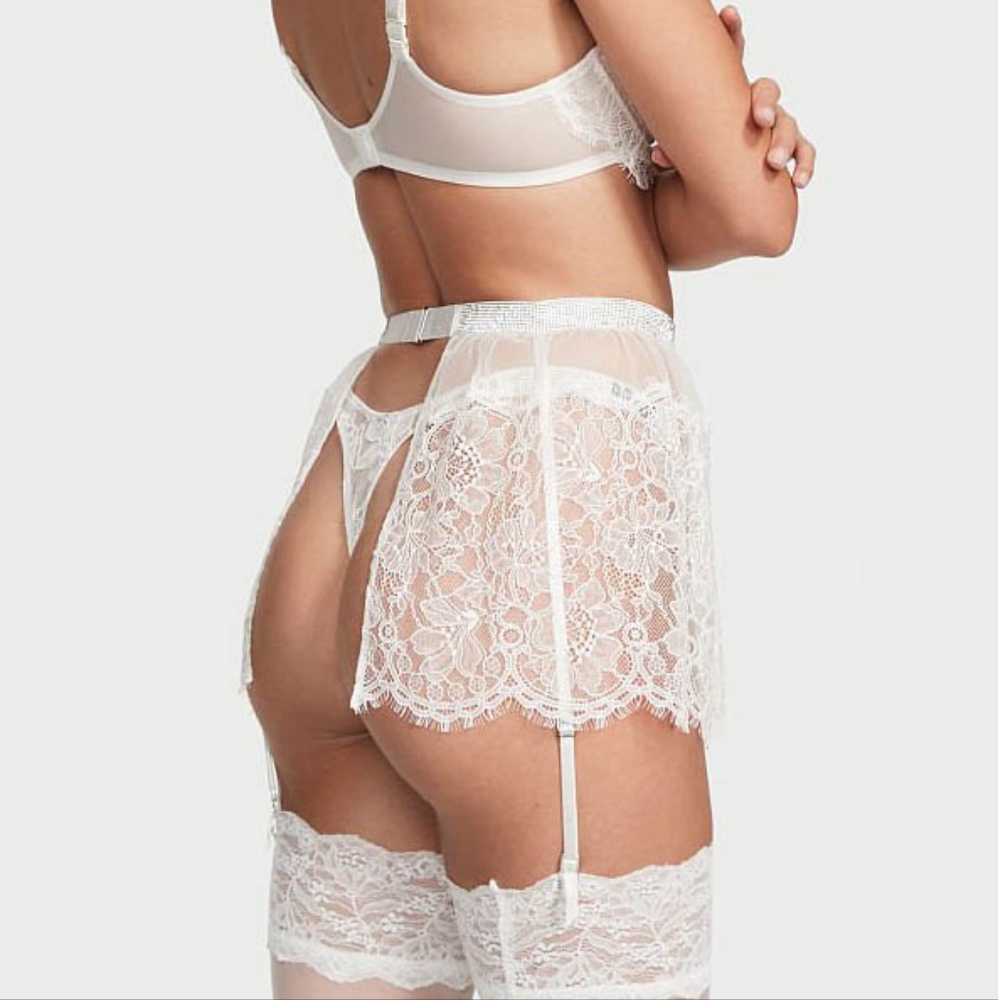 RED Shine Rhinestone Garter Belt Skirt | Victoria's Secret - Picture 3 of 5